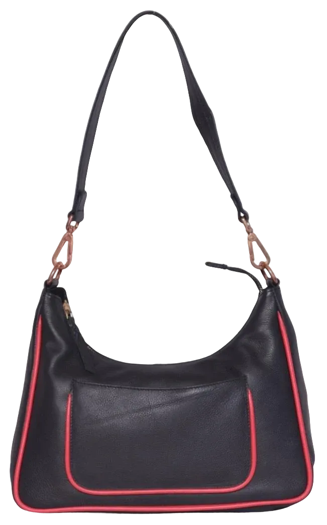 Black Leather Handbag — style WC-0037