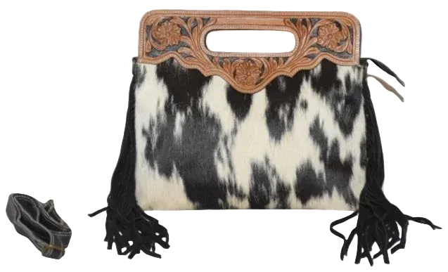 Black Jersey Leather Handbag — style WC-0045