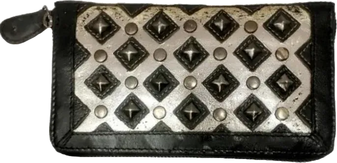 Black / Silver Leather Card Wallet — style WC-0056