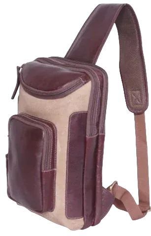 Beige/Brown Leather Handbag — style WC-0097