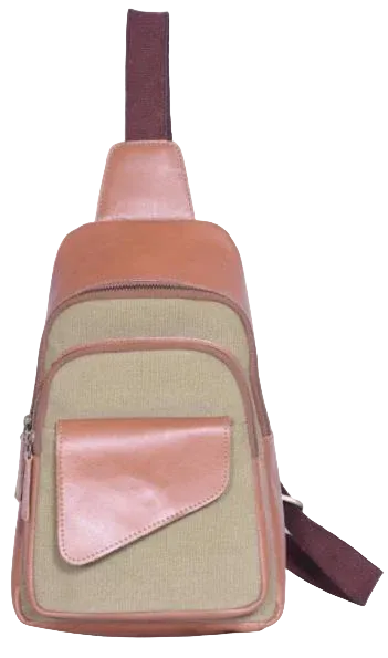 Beige/Tan Leather Handbag — style WC-0105